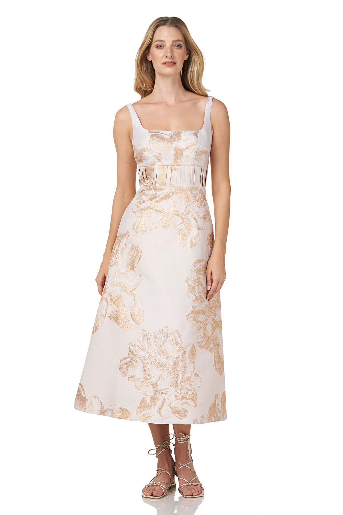 Floral Jacquard Tea Length Dress