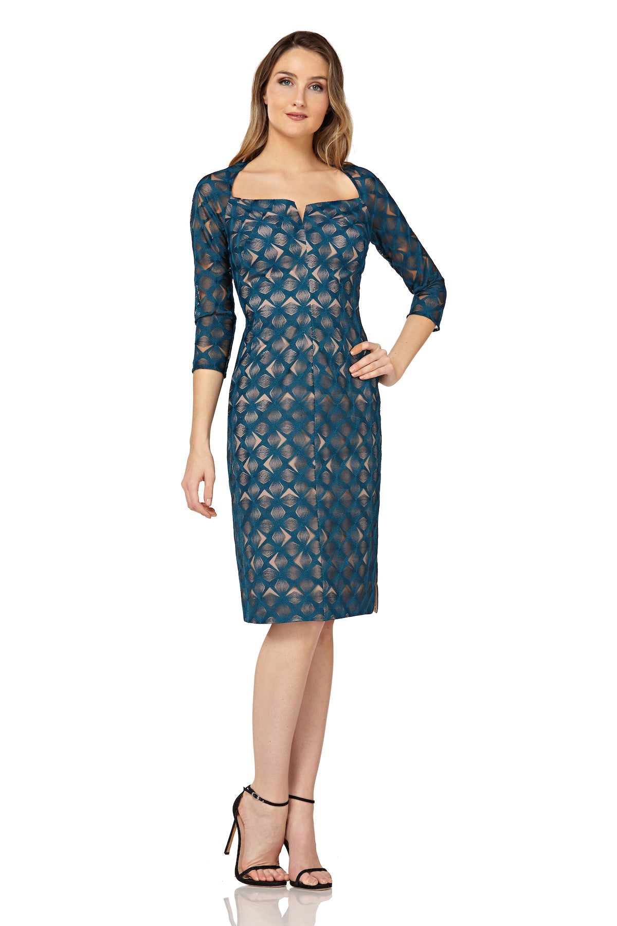 Geo Lace Cocktail Dress
