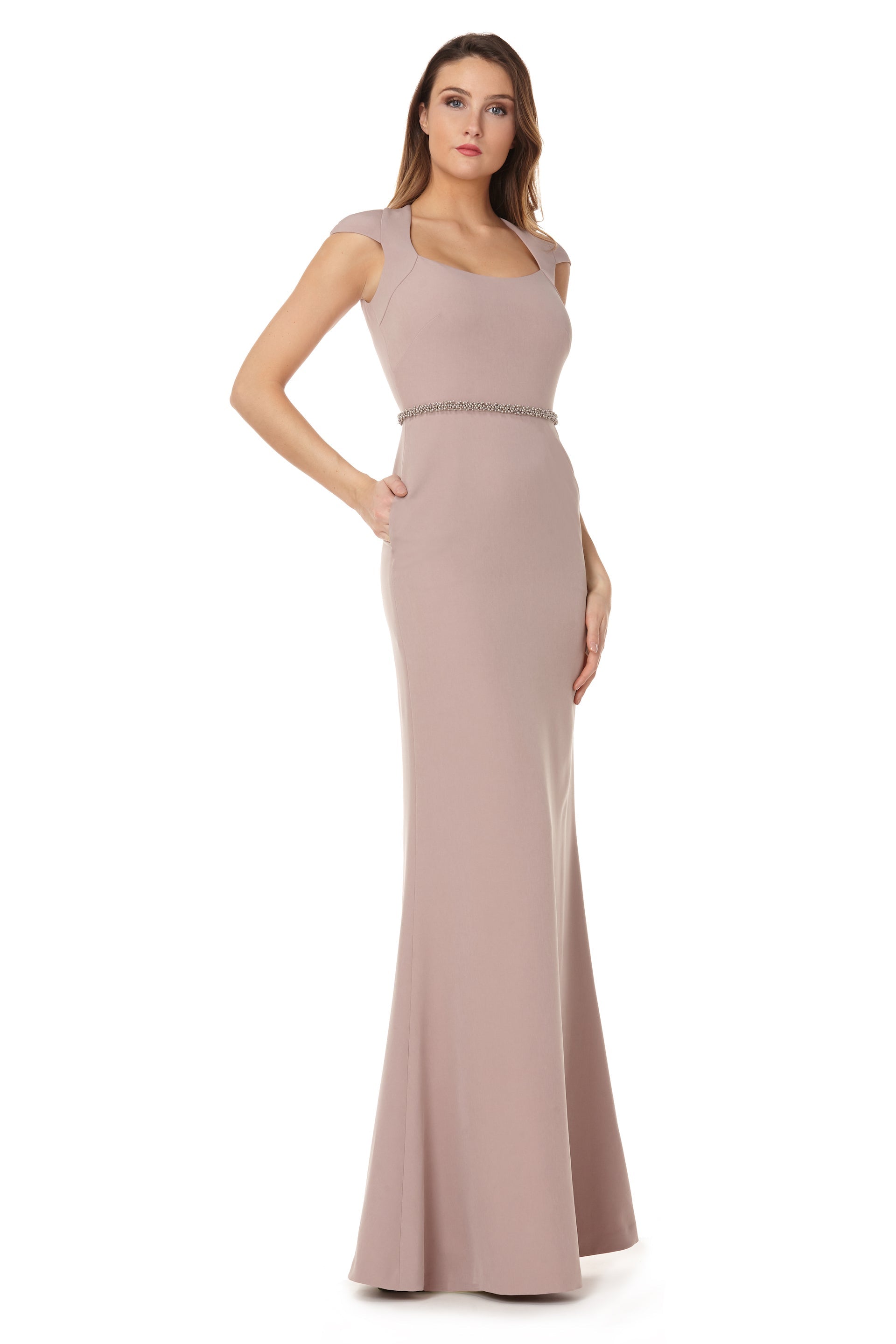 Crepe Beaded Gown